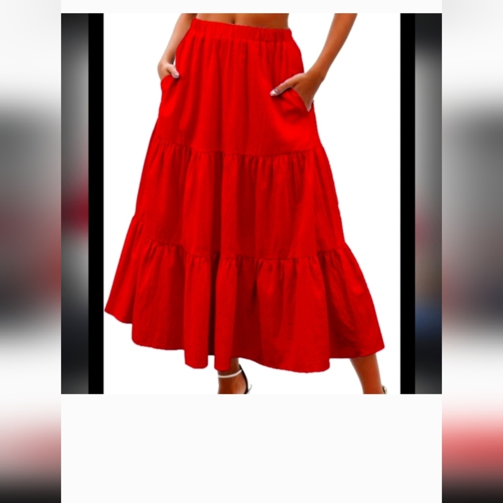Red Tiered Skirt XL